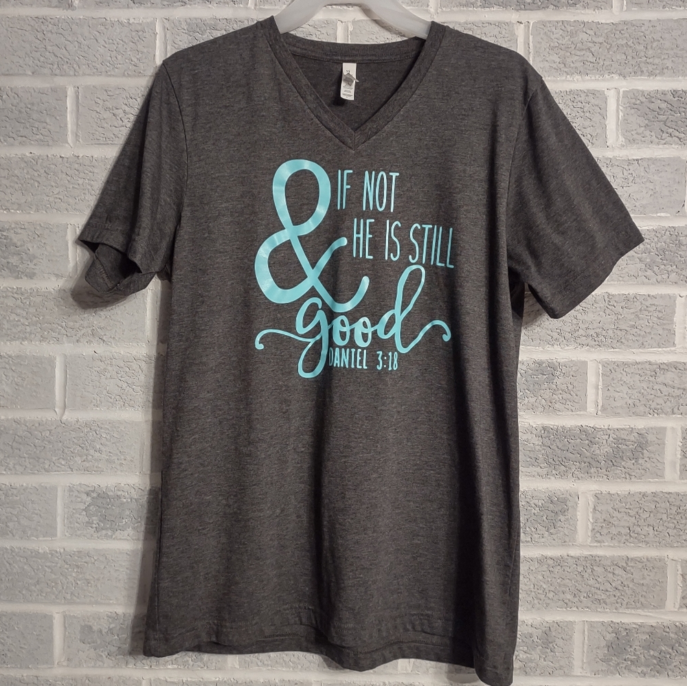 FREE w/ Bundle Bella Canvas Inspirational Bible Verse Grey V-Neck Tee Large